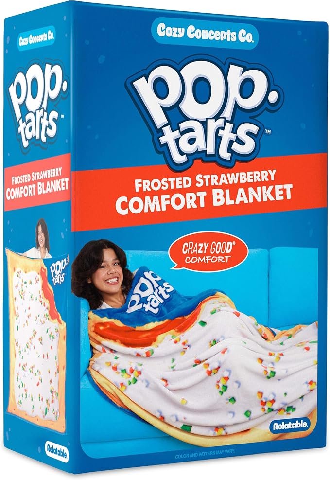 Pop-Tarts™ Cozy Concepts Co. Throw Blanket by Relatable, Looks Like a Giant Strawberry Pop-Tart® to Wrap Yourself Up, Perfect Gag Gift or Teen Girl Room Decor, 60” Cozy Soft Blanket