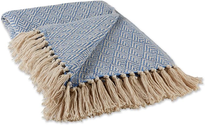 DII Diamond Throw Collection Cotton Woven, 50x60, Stonewash Blue