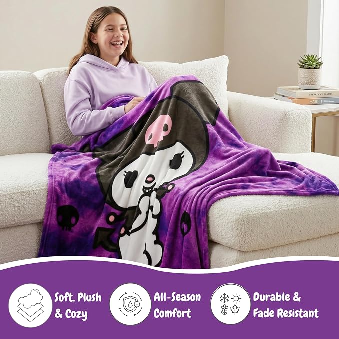 Franco Kuromi Bedding Super Soft Cozy Blanket, 62 in x 90 in, Kawaii Collectible Gift (Officially Licensed Product)