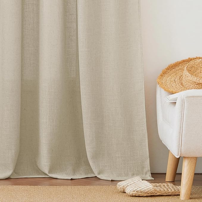 RYB HOME Semi Sheer Curtains 102 inches Long, Back Tab Light Filtering Half - Image 6