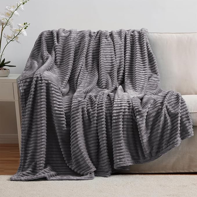 Nestl Purple Throw Blanket for Couch - Cozy Warm Fuzzy Blankets for Women, Set of 2 Small Fleece Throws for Girls - Dusty Purple, 50 x 60 Inches