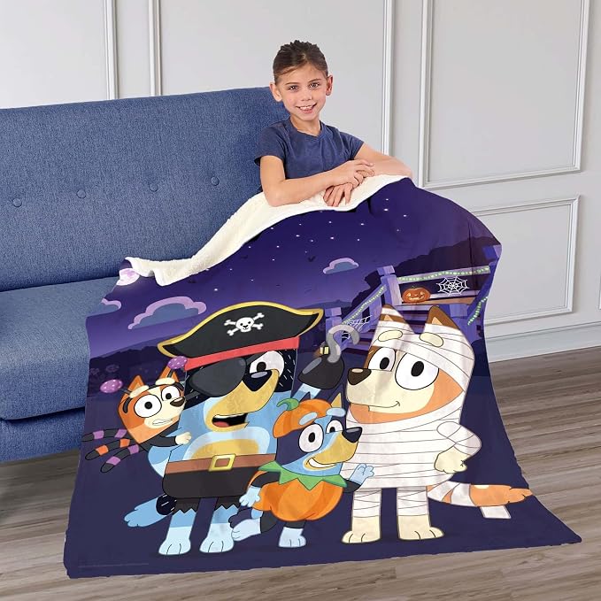 Northwest Bluey Silk Touch Sherpa Throw Blanket, 50" x 60", Family Halloween