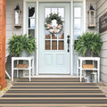IOHOUZE Black and Tan Striped Rug 4'x6' Front Door Rugs Outdoor, Washable Area Rug for Double Front Porch, Large Patio Rug Outdoor Indoor, Doormat for Entryway Porch Entrance