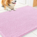 Smiry Dog Door Mat for Muddy Paws 30x20, Absorbent Dirt Trapper, Non-Slip Washable Chenille Entryway Rug for Inside Floor, Pink, Classic Solid