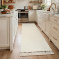 Collive Boho Washable Kitchen Runner Rug, 2.6' x 7' White Bathroom Rugs Modern Farmhouse Hallway Runner Rug, Hand Woven Entry Hall Carpet for Laundry Bedroom Decor