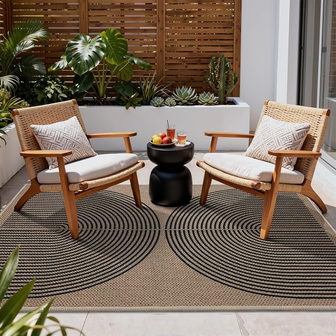 EDIMENS 3x5 Outdoor Rugs Easy Jute Porch Patio Rug Front Door Mat Entryway | Washable Non-Slip Geometric Rugs for Entryway Indoor Outdoor Farmhouse Rug Modern Carpet Area Rug for Living Room Kitchen