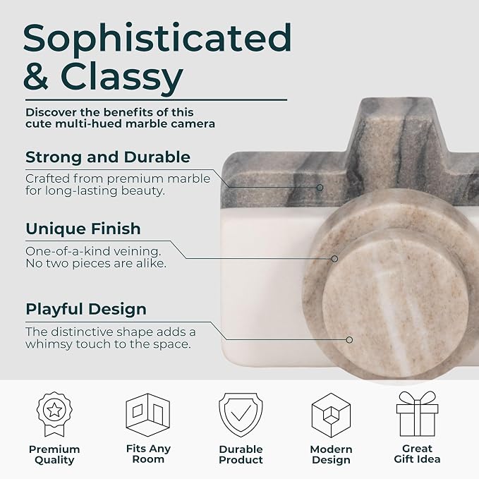 Sagebrook Home 5-Inch Multi Marble Camera Decorative Object