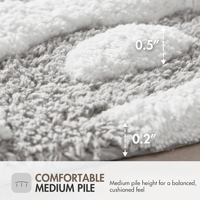 Madison Park Casablanca 100% Cotton Tufted Bathroom Rugs Luxurious Plush Medallion Floral Pattern Bath Mat Absorbent, Quick Dry, Spa Design Shower Room Décor, Rectangle 25" R, Grey