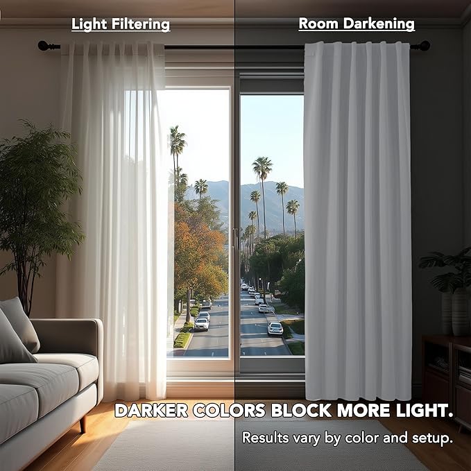 Deconovo Room Darkening Curtains, Thermal Insulated Noise-Reducing Window Panels for Bedroom, Living Room and Home Office, 2 Panels, Pure White, 42W x 95L Inch