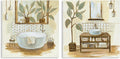Stupell Industries Sage Green Bathroom Interiors Traditional Plants, Design by Silvia Vassileva Canvas Wall Art, 24x24, Beige