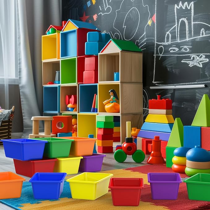 6 Pcs Plastic Small Cubby Bins Books Bins Toy Storage Bins Classroom Storage Organizer Containers for Office Classroom Home (6)