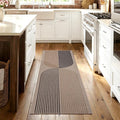 COZYLOOM 2x6 Striped Kitchen Rugs Non Slip Washable, Easy Jute Runner Rug for Hallway, Non Shedding Stain Resistant Foldable Geometric Farmhouse Mats for Entryway, Bedroom, Patio, Nature/Tan