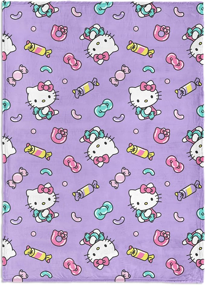Northwest Hello Kitty Candy Kitty Silk Touch Throw Blanket, Ultra-Soft Lightweight Plush Cover for Bed Couch Sofa, 50 x 70 Inches