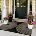 Rugalia Easy Jute Small Outdoor Patio Rug, 3x5 Black Rainbow Entryway Rug Washable Non-Slip Modern Kitchen Rugs, Neutral Farmhouse Boho Throw Carpet for Outdoor Living Room Porch Backyard