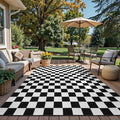 Seavish Checkered Area Rug, 5x6.5 Ft Black and White Outdoor Area Rug | Farmhouse Checkerboard Washable Rugs, Low Pile Cotton Woven Rugs for Living Room Bedroom Dining Room Entryway Office Dorm