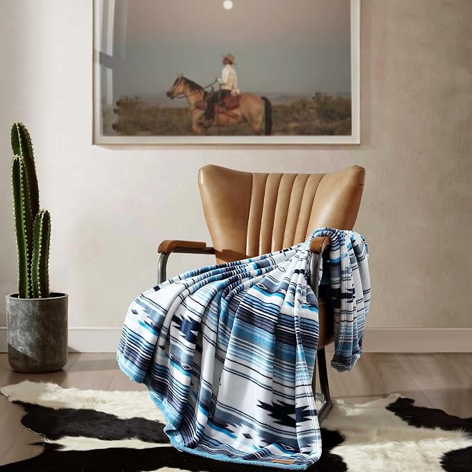 Wrangler - Blanket, Super Soft Plush Bedding, Yellowstone Inspired Throw Blanket for Couch or Bed (Coyote Sands Blue, 50" x 70")