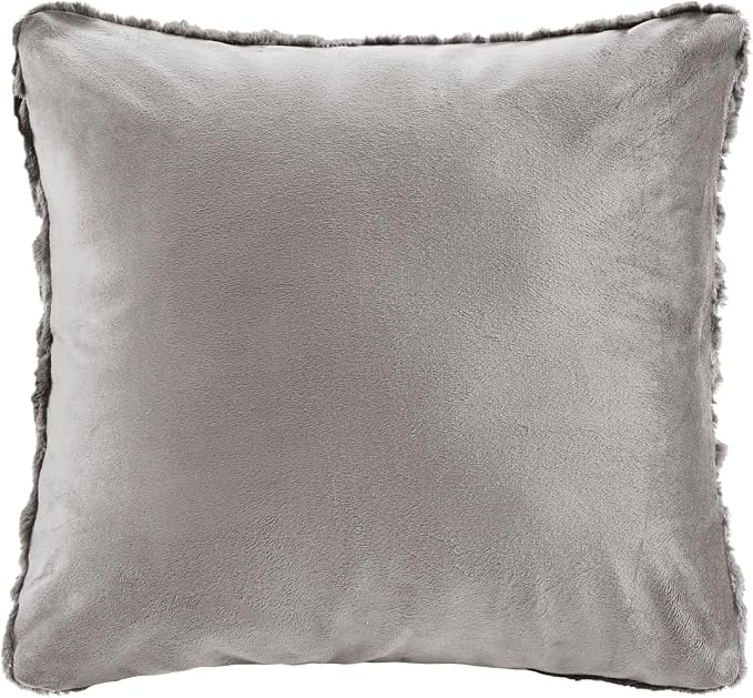 Comfort Spaces Ruched Throw Set Faux Fur Blanket for Sofa, 50 x 60, Grey | Plush, OEKO-TEX Certified