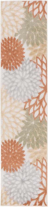 Nourison Home Aloha Indoor-Outdoor Ivory Multicolor 2'3" x 8' Area Rug, Easy Cleaning, Non Shedding, Bed Room, Living Room, Dining Room, Backyard, Deck, Patio (2x8)