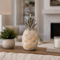 Sagebrook Home Unique 12" Seashell Pineapple Decorative Object, Polyresin Multi-Color Accent Piece for Home Elegance and Coastal Charm