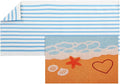 2 Pcs Outdoor Door Mat Combo Set Layered Outdoor Rug and Coir Welcome Doormat Non Slip Outside Floor Mat for Front Porch Entryway Patio Yard Decor(Beach Coastal,24'' X 51',18'' X 28'')