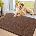 Smiry Dog Door Mat for Muddy Paws 36x24, Absorbent Dirt Trapper, Non-Slip Washable Chenille Entryway Rug for Inside Floor, Mocha, Classic Solid