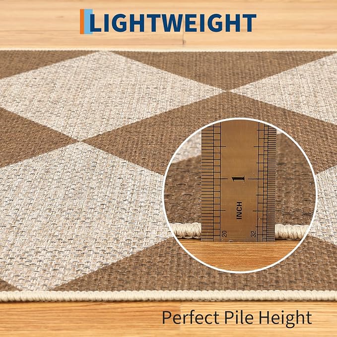 COZYLOOM 6x9 Bedroom Rug Machine Washable Area Rugs for Living Room Non Slip Non Shedding Modern Geometric Diamond Rug Stain Resistant Contemporary Carpet for Dining Room, RV, Patio, Coffee