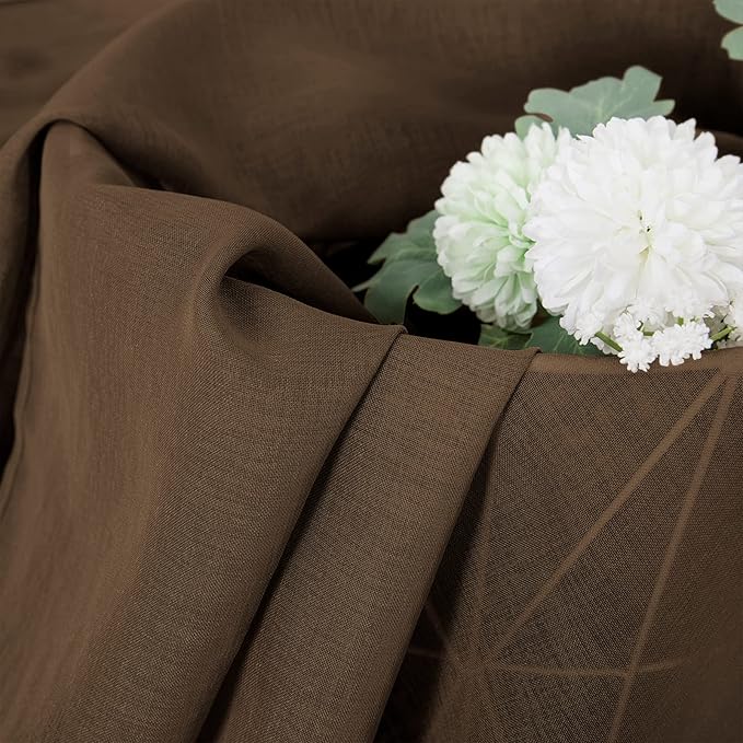 Tollpiz Sheer Tier Curtain Linen Textured Half Kitchen Curtains Sheer Light - Image 6