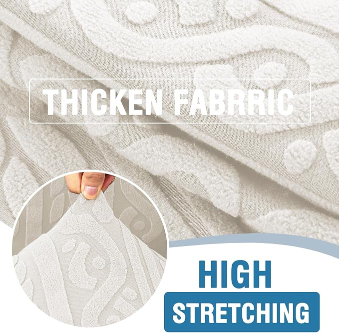 H.VERSAILTEX 1 Piece Couch Covers for 3 Cushion Couch Sofa Pet Friendly High Stretch Sofa Covers Upgrade Thick Jacquard Fabric with Spiral Pattern(75"-85", Pale Oak)