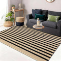 OLANLY Brown and Black Striped Rug 3' x 5' – Washable Cotton Doormat for Indoor Outdoor Use, Layered Front Porch Rug for Entryway, Kitchen, Patio