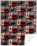 Carstens, Inc. Lake House Rustic Cabin Sherpa Fleece Large Throw Blanket, 54" x 68", Blue