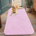 Smiry Dog Door Mat for Muddy Paws 48x30, Absorbent Dirt Trapper, Non-Slip Washable Chenille Entryway Rug for Inside Floor, Pink, Classic Solid