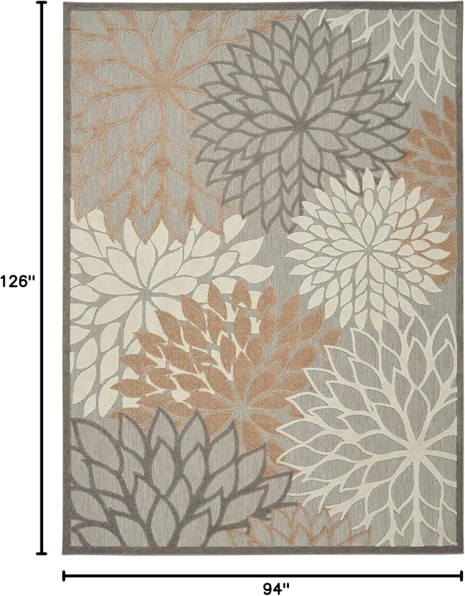 Nourison Home Aloha Natural 7'10" x 10'6" Area Rug - Easy Clean, Non Shedding, Bed Room, Living Room, Dining Room, Kitchen (8' x 11')