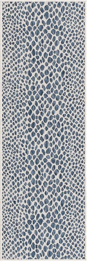 Unique Loom Outdoor Collection Area Rug - Cape Town (2' x 6' 1" Runner, Blue/ Olive)