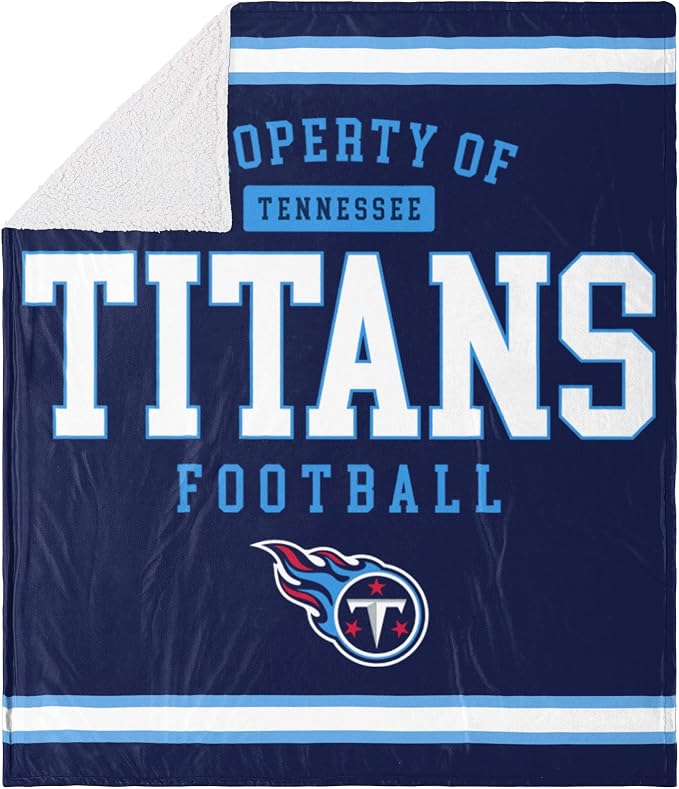 FOCO Tennessee Titans NFL Team Property Of Sherpa Fleece Blanket