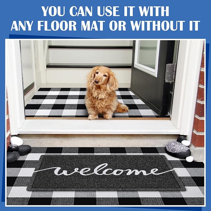 Geelin 2 Pcs 30'' x 18'' Doormat 43'' x 27.5'' Black and White Layered Rug for Front Door Mat Outside Entrance Welcome Door Mats for Indoor Outdoor Entryway Porch Decor(Welcome)