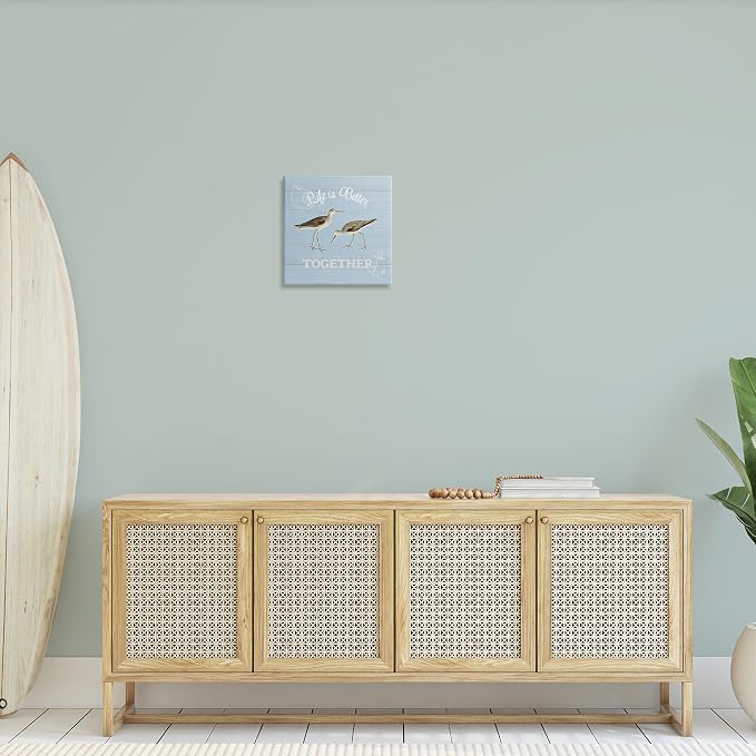 Coastal Sandpiper Love Nautical, 17 x 17 Inch Canvas Wall Art | Stupell Industries · By Katie Pertiet · Ready to hang · Charming gift for coastal spaces · Made in USA