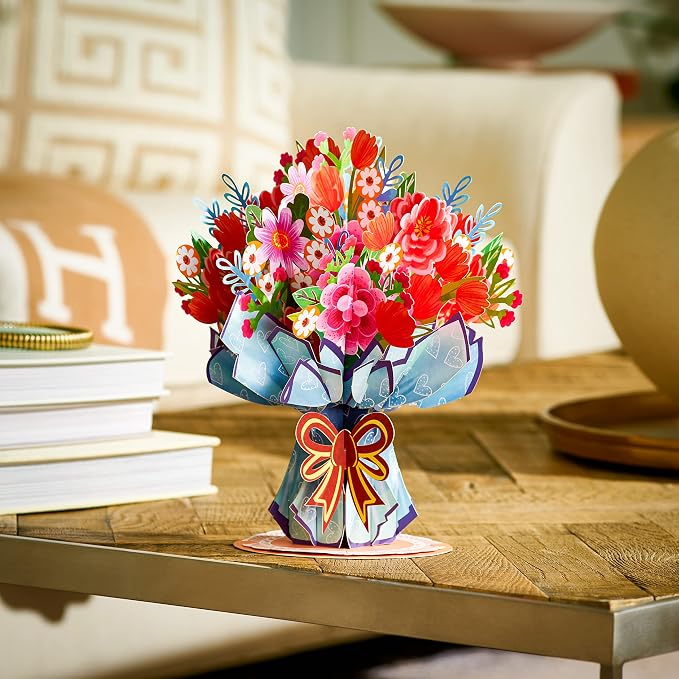 HugePop Flower Bouquet Pop Up Cards 2 Pack - Includes 1 Lovely Flower Vase and 1 Vibrance Flower Bouquet, Gift For Mothers Day, Birthday, Valentines Day, All Occasions - Jumbo 10" x 14" Card