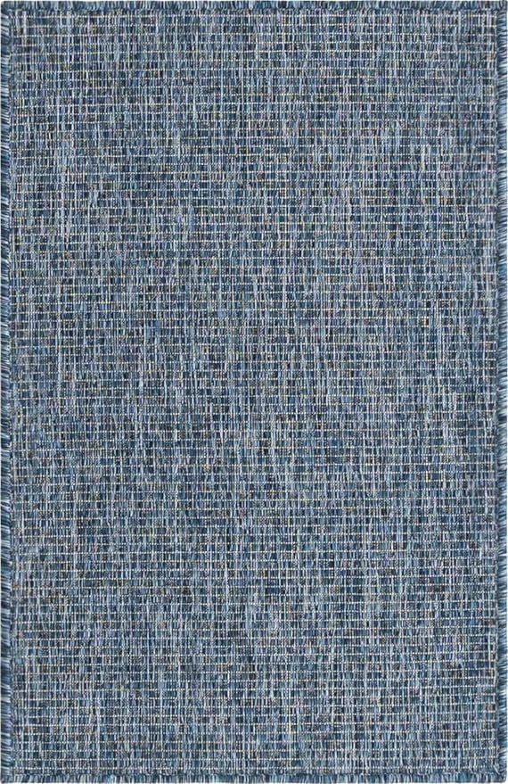 Unique Loom Collection Casual Transitional Solid Heathered Indoor/Outdoor Flatweave Area Rug (2' x 3' 1" Rectangle, Blue/Navy Blue)