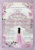 Hosmsua 50PCS 5.1x7.3 Inch Blank Purple Glitter Quinceanera Invitations Kit Laser Cut Floral Crown Pocket Quinceañera Invitation with Envelopes for Birthday Bridal Shower Quince Invite
