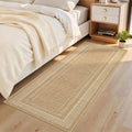 GarveeHome 2x6 Runner Rug for Hallway Modern Solid Washable Kitchen Rugs | Non Slip Modern Neutral Bordered Stain Resistant Indoor Throw Carpet for Nursery Kitchen Dining Room Entryway, Jute