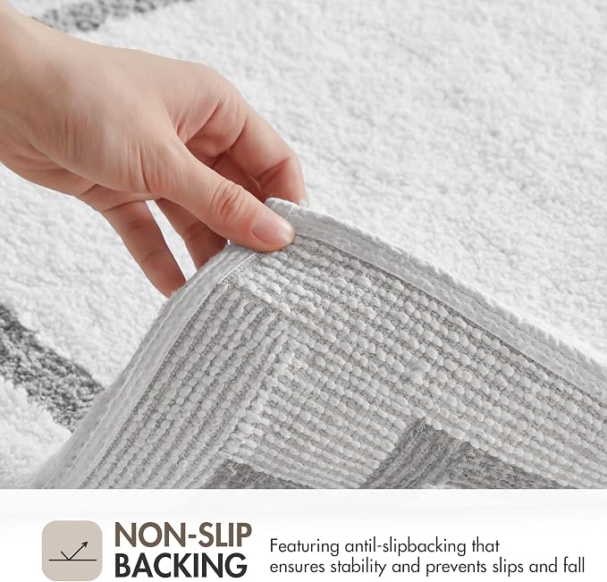Madison Park Evan 100% Cotton Bath Runner Plush Absorbent, 24" x 72", White | Non-slip Backing, OEKO TEX, Luxurious Tufted Plush Bath Rug for Bathroom, Quick Dry, Spa Design Decorative for Shower Room
