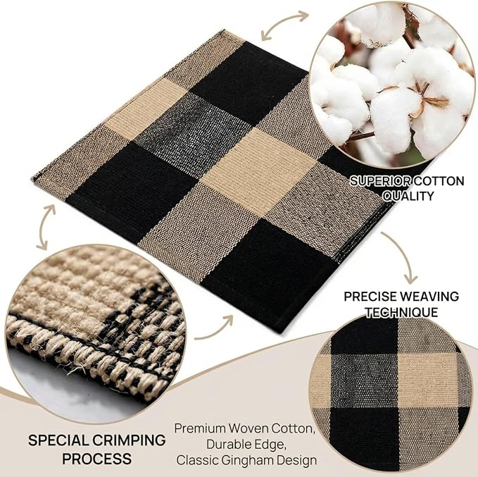Brown and Black Buffalo Plaid Rug 3' x 5', Washable Farmhouse Non-Slip Checkered Doormat, Indoor Outdoor Floor Mat for Living Room, Bedroom, Entryway, Kitchen, Laundry Room