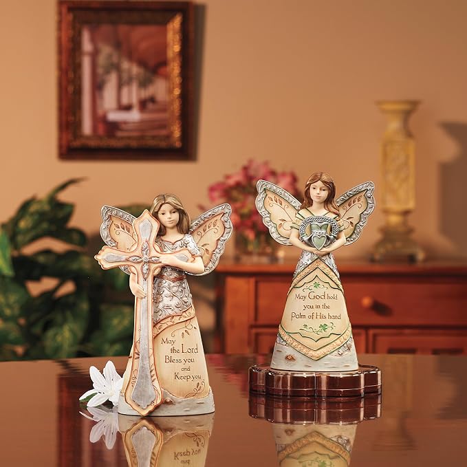 Elements Irish Blessing Angel Figurine by Pavilion, 6-Inch, Inscription May God Hold You in The Palm of His Hand