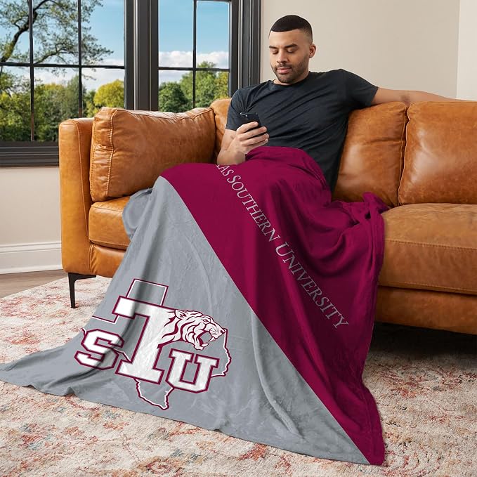 Northwest NCAA Silk Touch Throw Blanket, Ultra Soft Plush Polyester, Lightweight Warm Decorative Fan Gift, 46 x 60 in