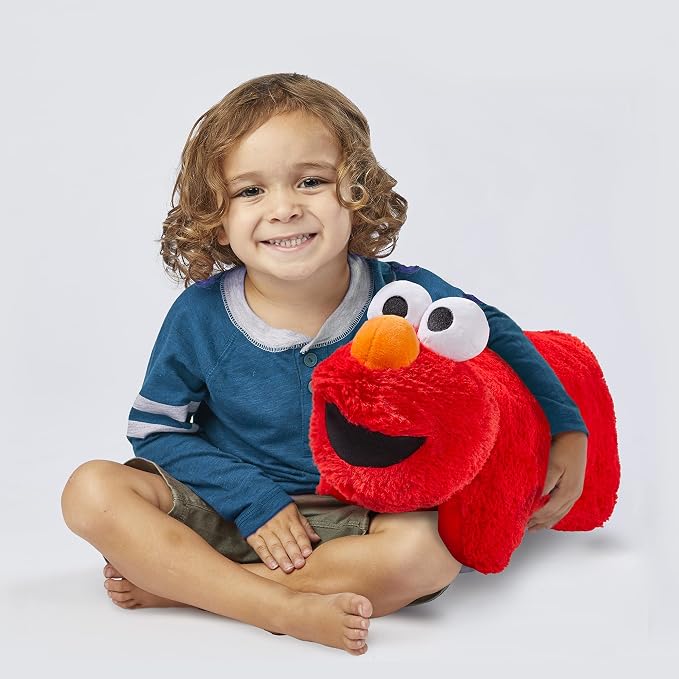 Pillow Pets Sesame Street Elmo, 16" Plush Toy | Soft Plush Pillow Companion, Unfastens into a Cozy Pillow at Night, Machine Washable, BPA and Phthalates Free