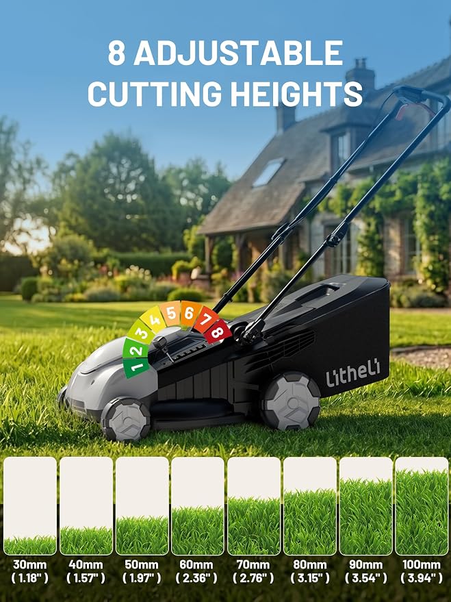 Litheli Lawn Mower 21" Electric Self Propelled for Garden Yards, Lightweight Cordless Lawn Mower Brushless with 6-Position Height Adjustment, 2 x 20V 8.0Ah Battery and Rapid Charge Included