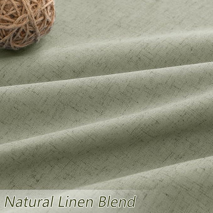 Sage Green 100% Blackout Curtains 40 Inch Wide by 90 Inch for Living Room Bedroom Back Tab Thermal Insulated Black Out Linen Drapes Room Darkening Window Curtains