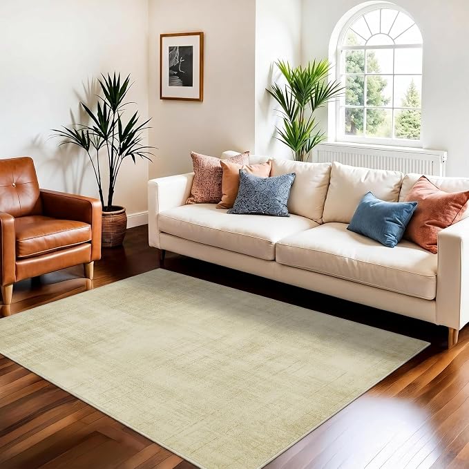 Joydeco 3x5 Area Rugs for Living Room Classic, Beige | Non Slip Machine Washable Neutral Low Pile for Bedroom Dining Room Home Office Pet & Child Friendly