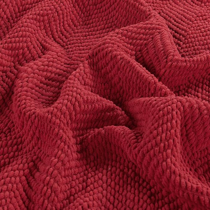 Home Soft Things Red Throw Blanket Knitted Tweed Throw 50'' x 60'', Chili Pepper, Super Soft Cozy Warm Comfortable Breathable Throw for Living Room Chair Couch Bed Sofa Bedroom Home Décor