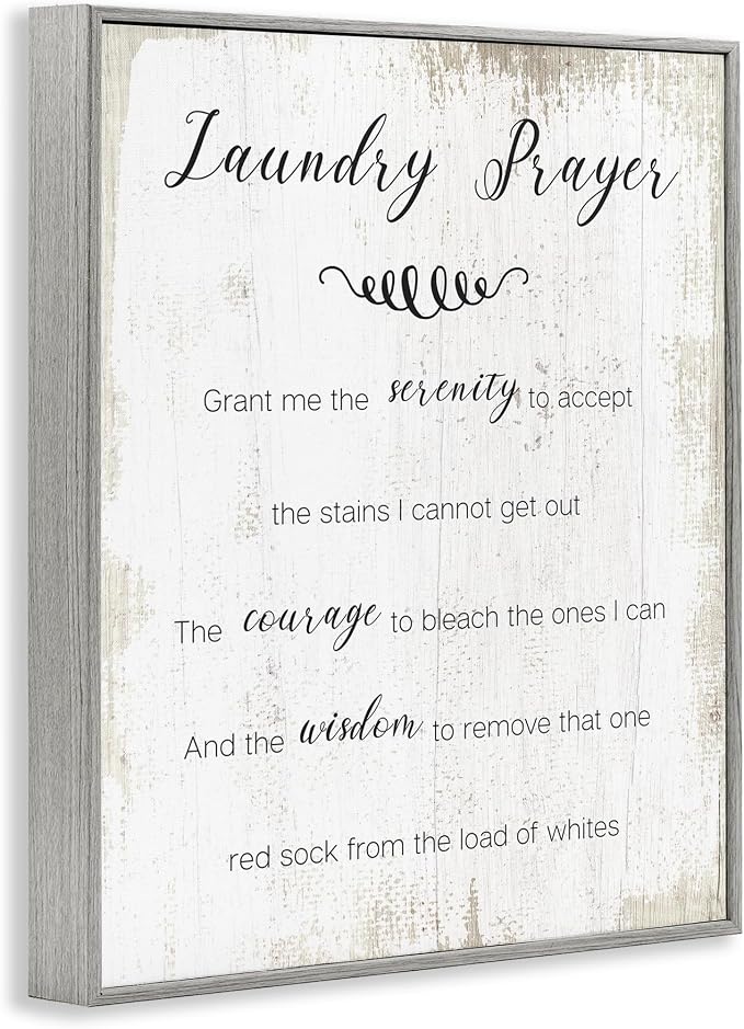 Stupell Industries 'Laundry Prayer for Serenity', Framed Giclee Art, Gray, 11 x 14 Inches, Easy to Hang and Sturdy, Made in USA, by Lil' Rue